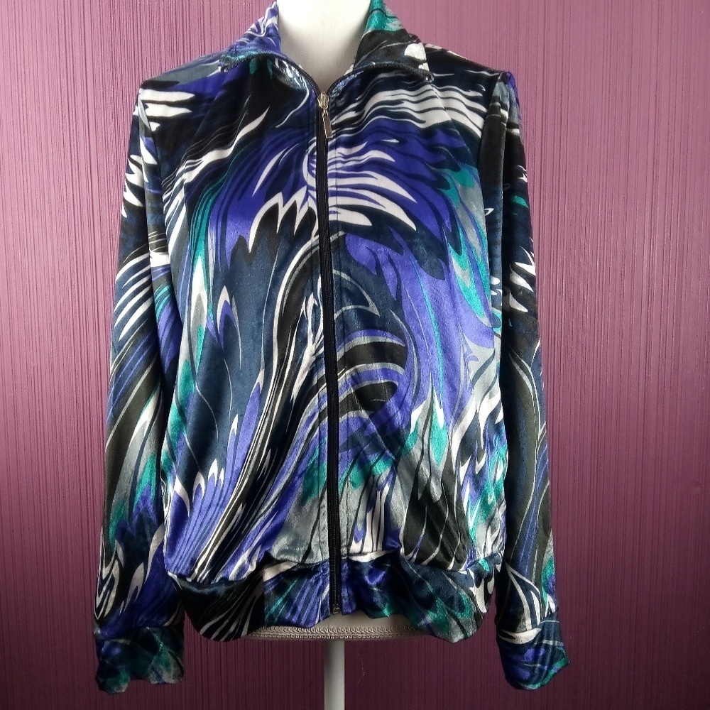 Mirror Image Velour Track Jacket - Size Large